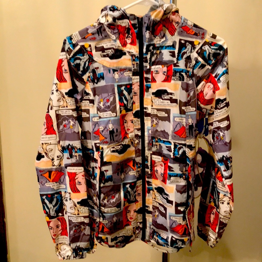 Rare comic print Northface raincoat with hoodie.  Perfect condition!
